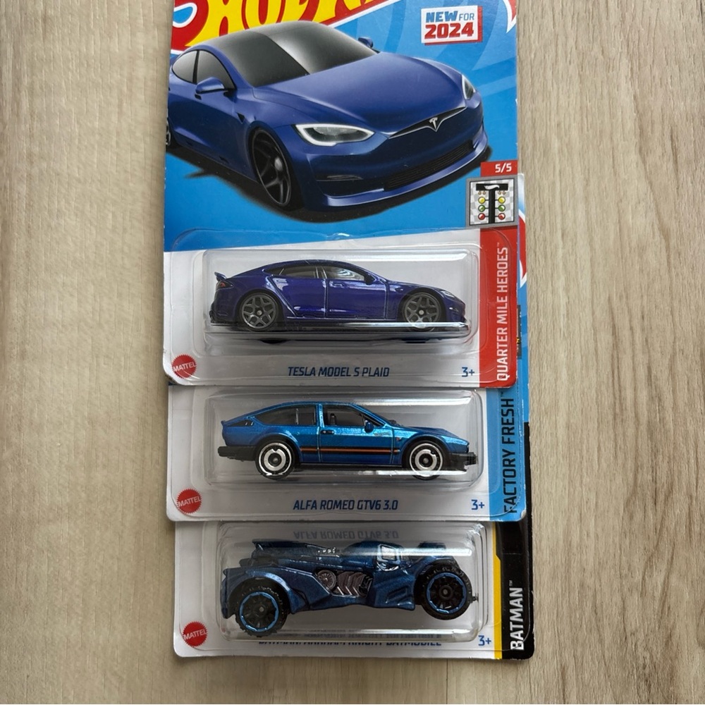 Blue Toy Car Collection Tesla Muscle Concept